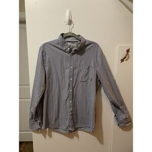 Five Four Men's Shirt‎ Plaid Long Sleeve Casual Blue And White Large Button Down
